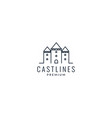 outline line castle build logo icon design vector image