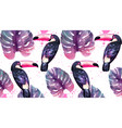 tropical paradise with watercolor parrots and palm vector image vector image