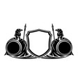 two spartans with spears and shield vector image vector image