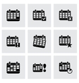 black calendar icon set vector image vector image