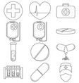 line art black and white medical 12 icon set vector image vector image