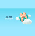 3d realistic gift box among cartoon clouds vector image