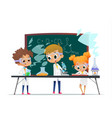 funny little girl doing and two boys experiments vector image