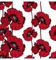 red poppies hand drawn seamless ink pen pattern vector image vector image