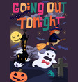 halloween poster with witch bats and ghost vector image vector image