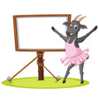 isolated wooden banner with goat vector image