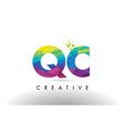 qc q c colorful letter origami triangles design vector image