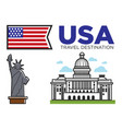 usa america travel landmarks and american culture vector image