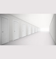 3d long corridor with lot of doors interior vector image