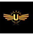 letter u winged crests logo alphabet logotype vector image vector image