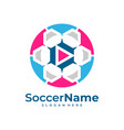 play soccer logo template football logo design vector image vector image