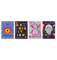 retro futuristic flyers for modern art exhibition vector image