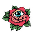 old school rose tattoo with eye vector image vector image
