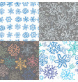 set of 4 seamless snowflake pattern vector image