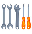 colorful cartoon wrench screwdriver set vector image