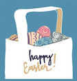 greeting card with with easter eggs easter basket vector image vector image