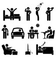 man daily routine icon sign symbol pictograph vector image vector image