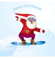 santa snowboarding with reindeer vector image