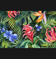 watercolor banner with tropical leaves vector image