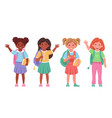 children of different nationalities with backpack vector image