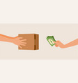 deliveryman giving cardboard box in exchange vector image