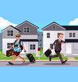 people going to work and vacation concept vector image