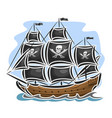 pirate cartoon sailing ship vector image