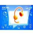 bright speech bubble and head phone on blue vector image