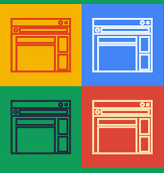 Pop art website template icon isolated on color Vector Image