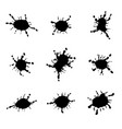 set of black splash ink on white background vector image