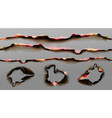 burnt paper edges with fire and black ash vector image vector image