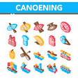 canoeing isometric elements icons set vector image vector image