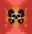 horned skull with flowers vector image vector image