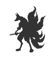isolated silhouette fox warrior black kitsune vector image vector image