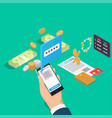 control banking operations online isometric vector image