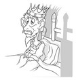 drawing of a old tired king lying in bed vector image vector image
