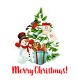 merry christmas tree decoration icon vector image