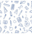 seamless pattern of school supplies on a white vector image