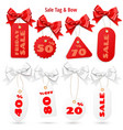 set of white and red sale price tags and lables vector image