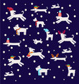 dogs pattern christmas set with dog silhouettes vector image