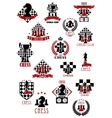 chess sport game icons emblems and symbols vector image