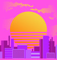 city at sunset in retrowave style vector image vector image