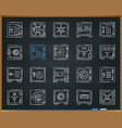 safe bank cell chalk draw line icons set vector image vector image