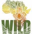 africa map with zebra head and skin vector image vector image