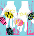 easter eggs in hands bright colors vector image vector image