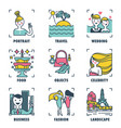 modern camera modes for all types of photo icons vector image