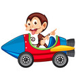 monkey riding on toy rocket cart vector image