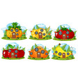set fruit fairy house vector image
