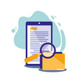 digital smartphone lupe and file design vector image