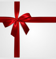 realistic red bow with crosswise ribbons vector image